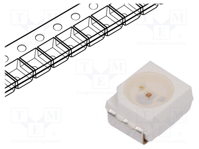 LED; SMD; 3528,PLCC2; yellow; 4.5÷12mcd; 3.5x2.8x1.9mm; 120°; 20mA