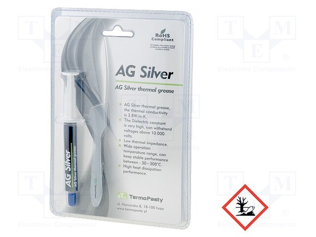 Heat transfer paste; silver; silicone+silver; 3g; AG SILVER