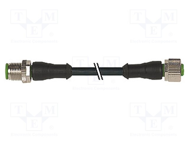 Connection lead; M12; PIN: 3; 2m; plug; 250VAC; 4A; -30÷80°C; IP67