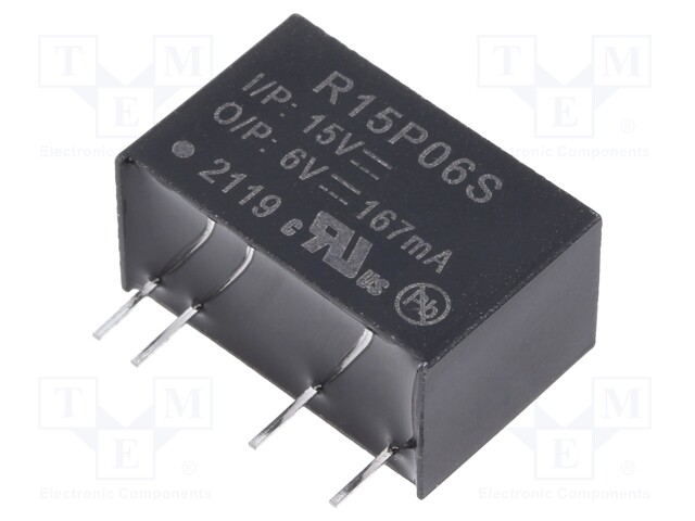 Converter: DC/DC; 1W; Uin: 13.5÷16.5V; Uout: 6VDC; Iout: 167mA; SIP7