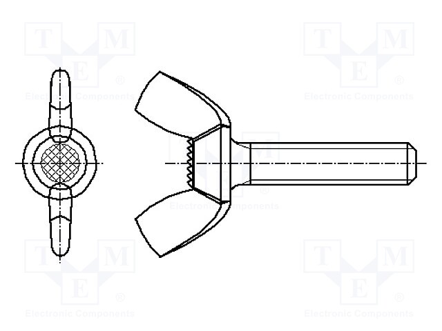 Screw; M8x30; DIN: 316; Head: wing; none; steel; zinc; 30mm