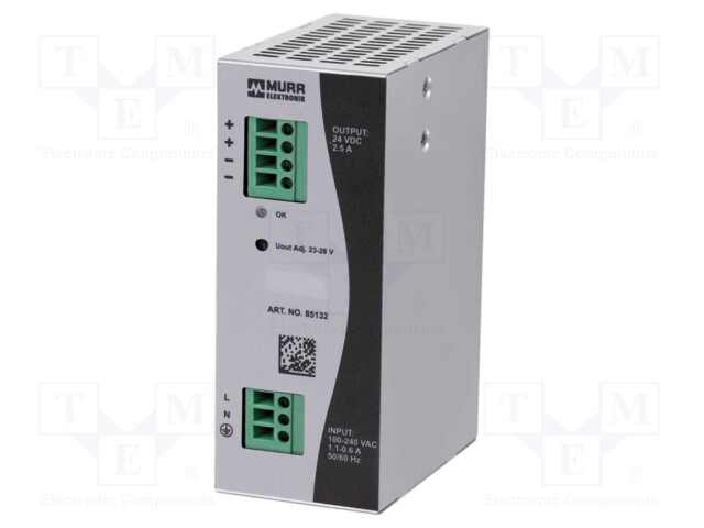 Power supply: switched-mode; 60W; 24VDC; 2.5A; 173÷264VAC; DIN