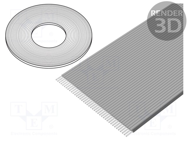 Wire: ribbon; 0.635mm; stranded; Cu; 40x30AWG; unshielded; TPE; grey