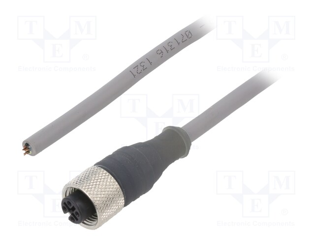 Connection lead; M12; PIN: 4; straight; 0.6m; plug; 250VAC; 2.5A