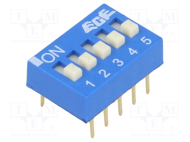 Switch: DIP-SWITCH; Poles number: 5; ON-OFF; 0.025A/24VDC; Pos: 2