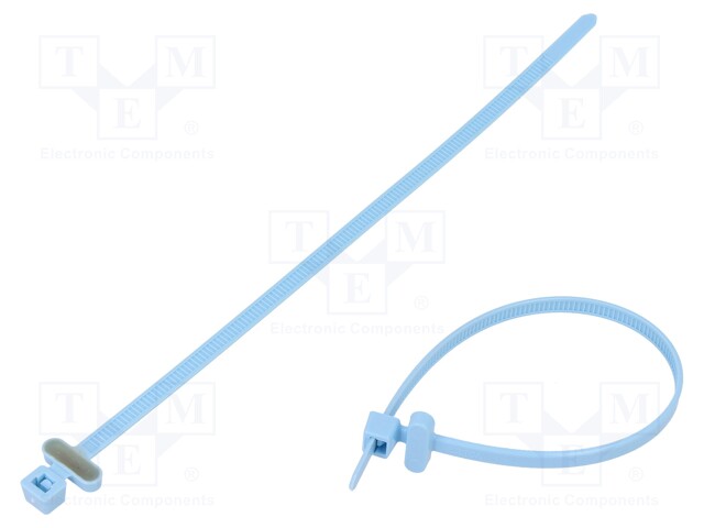 RFID cable tie; L: 200mm; W: 4.6mm; polyamide; 225N; blue; Ømax: 50mm