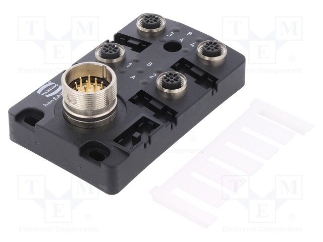 Distribution box; M12; PIN: 4; socket; 4A; -20÷80°C; IP68; IN: 4