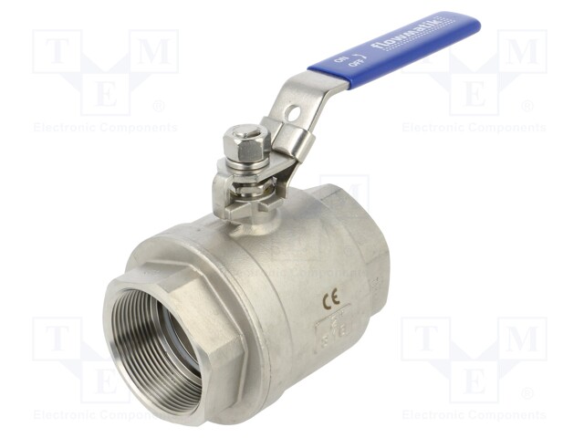 Ball valve; acid resistant steel AISI 316; PTFE; A: 119mm; B: 92mm