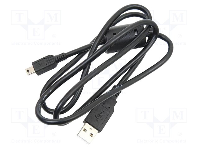 Connection cable; black; USB A plug,USB B mini plug