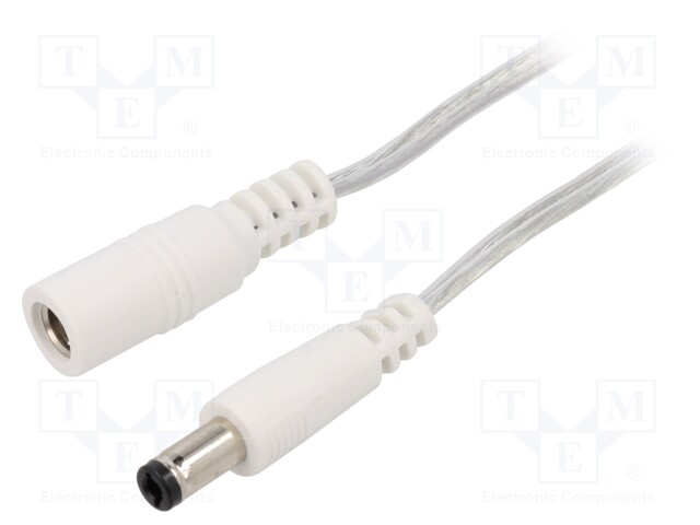 Cable; DC 5,5/2,5 plug,DC 5,5/2,5 socket; straight; 0.5mm2; 2m