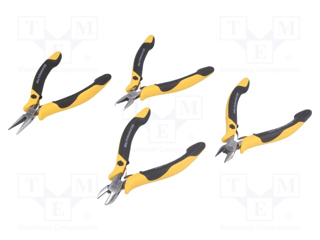 Pliers; Pcs: 4; side,end,half-rounded nose; Package: bag; steel