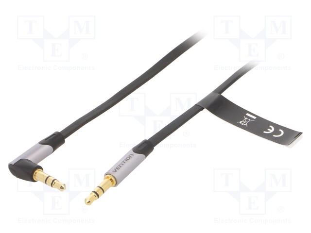 Cable; Jack 3.5mm plug,Jack 3.5mm angled plug; 1m; black