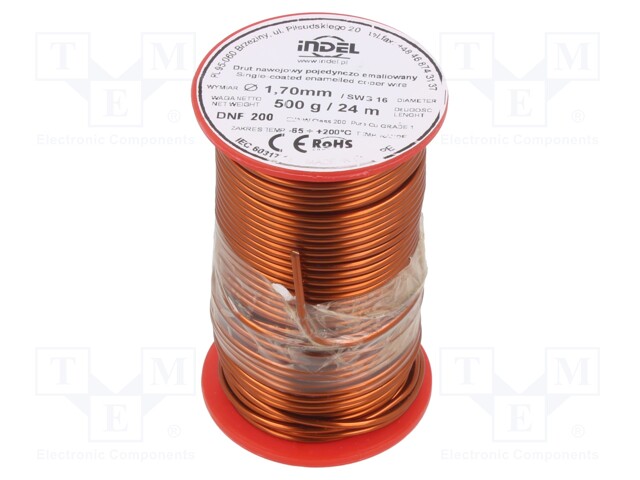 Coil wire; single coated enamelled; 1.7mm; 500g; -65÷200°C