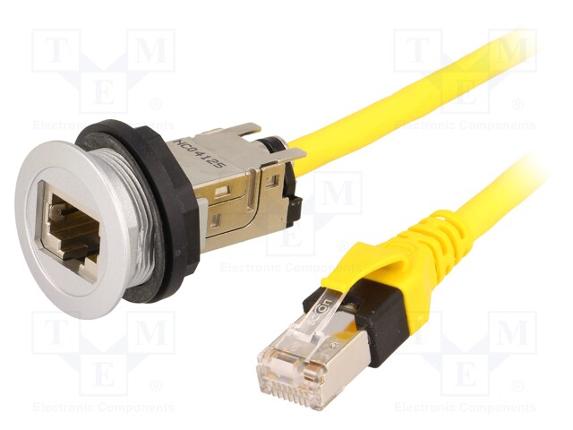 RJ45 socket; 22mm; har-port; -25÷70°C; Ø22.3mm; IP20; Len: 3m