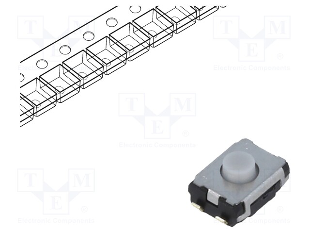 Microswitch TACT; SPST; Pos: 2; 0.02A/15VDC; SMT; none; 2.5mm; grey
