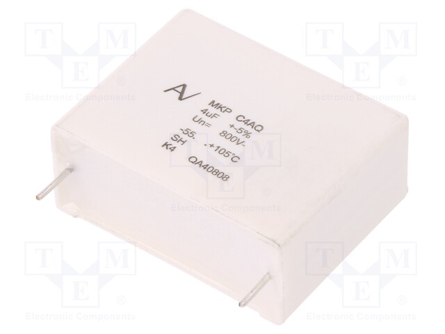 Capacitor: polypropylene; DC-Link; 4uF; ESR: 12.9mΩ; C4AQ; THT; ±5%