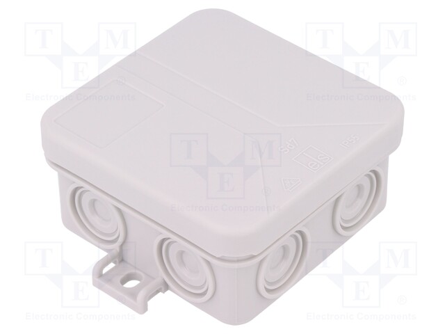 Enclosure: junction box; X: 75mm; Y: 75mm; Z: 37mm; polypropylene