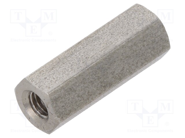 Screwed spacer sleeve; Int.thread: M3; 15mm; hexagonal