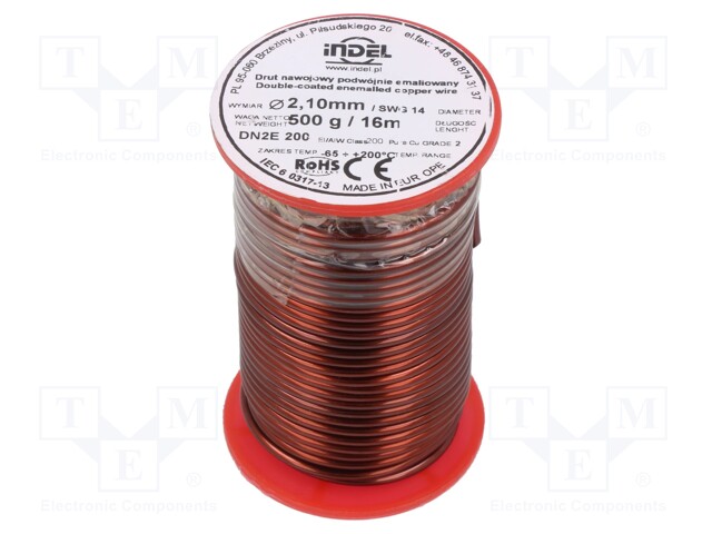 Coil wire; double coated enamelled; 2.1mm; 500g; -65÷200°C