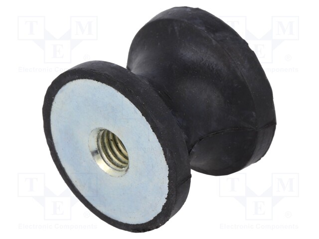 Vibration damper; M8; Ø: 30mm; rubber; L: 25mm; H: 8mm; 597N; 95N/mm