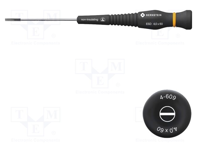 Screwdriver; slot; precision; 4,0x0,8mm; ESD; Blade length: 60mm