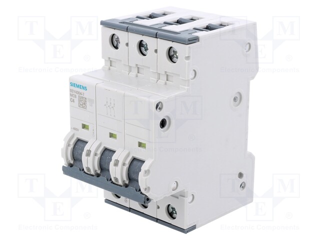 Circuit Breaker, MCB, 5SY4, 3P, 10 kA, 400 V, 4 A