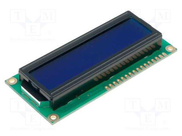 Display: LCD; alphanumeric; STN Negative; 16x2; blue; 80x36x13.5mm