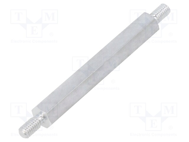 Screwed spacer sleeve; 50mm; Ext.thread: M4; hexagonal; aluminium