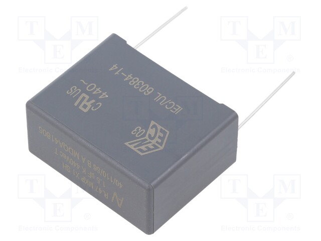 Capacitor: polypropylene; X1; 1.5uF; 440VAC; ±10%; THT; -40÷110°C