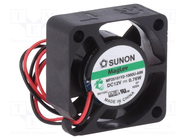 Fan: DC; axial; 12VDC; 25x25x10mm; 5.07m3/h; 16dBA; Vapo; 9600rpm