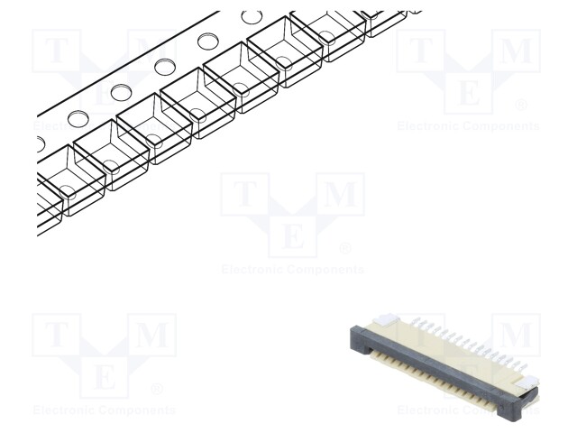 Connector: FFC (FPC); horizontal; PIN: 16; ZIF; SMT; tinned; 30mΩ