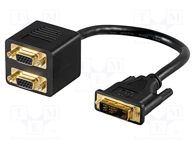 Adapter; D-Sub 15pin HD socket x2,DVI-A (12+5) plug