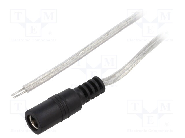 Cable; wires,DC 5,5/2,1 socket; straight; 0.5mm2; transparent; 3m