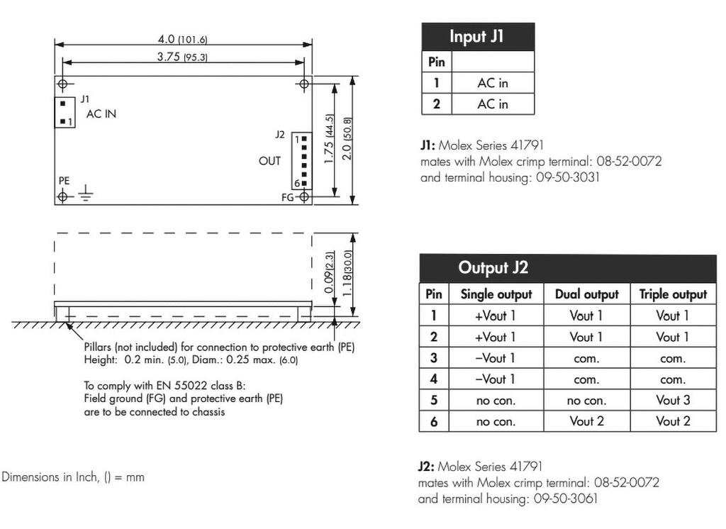 Power supply: switched-mode; 55W; 90÷264VAC; OUT: 3; 5VDC; 24VDC