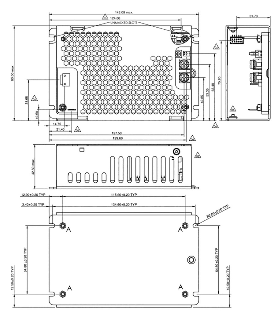 AC/DC Open Frame Power Supply (PSU), ITE & Medical, 1 Output, 250 W, 400W, 85V AC to 264V AC