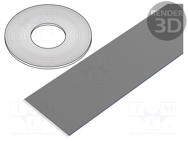 Wire: ribbon; 1.27mm; stranded; Cu; 50x28AWG; unshielded; grey