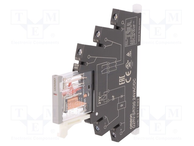 Relay: interface; SPDT; Ucoil: 24VDC; Ucoil: 24VAC; 6A; 6A/250VAC