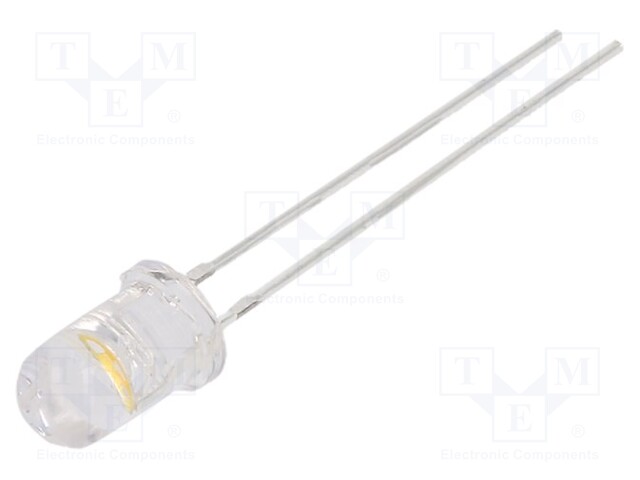 LED; 5mm; white warm; 14400÷18000mcd; 30÷35lm; 85°; 2.7÷3.4V; 3000K