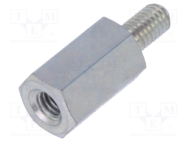 Screwed spacer sleeve; Int.thread: M3; 10mm; Ext.thread: M3; steel