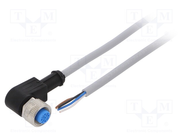 Connection lead; M12; PIN: 4; angled; 10m; plug; 250VAC; 4A; -30÷80°C