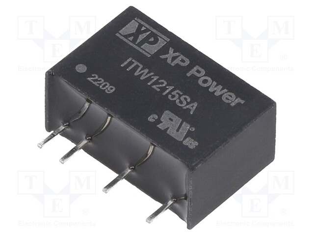 Isolated Board Mount DC/DC Converter, Regulated, ITE, 1 Output, 1 W, 15 V, 67 mA