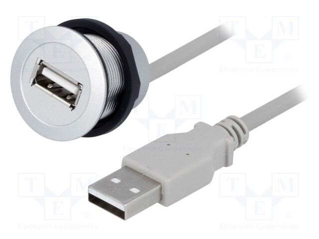 USB socket; 22mm; har-port; -25÷70°C; Ø22.3mm; IP20; Colour: silver