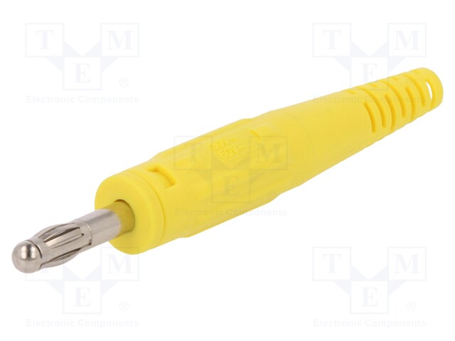 Plug; 4mm banana; 32A; 60V; yellow; 2.5mm2; Plating: nickel plated