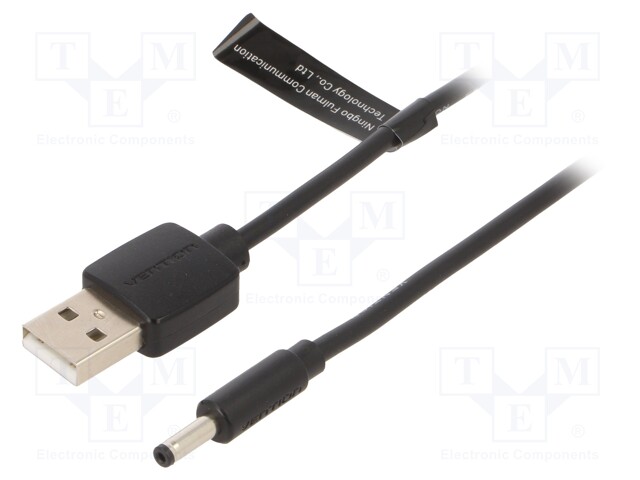Cable; USB A plug,DC 3,5x1,35 plug; black; 1m; Core: Cu