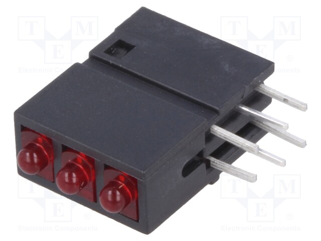 LED; in housing; red; 1.8mm; No.of diodes: 3; 20mA; 38°; 25mcd