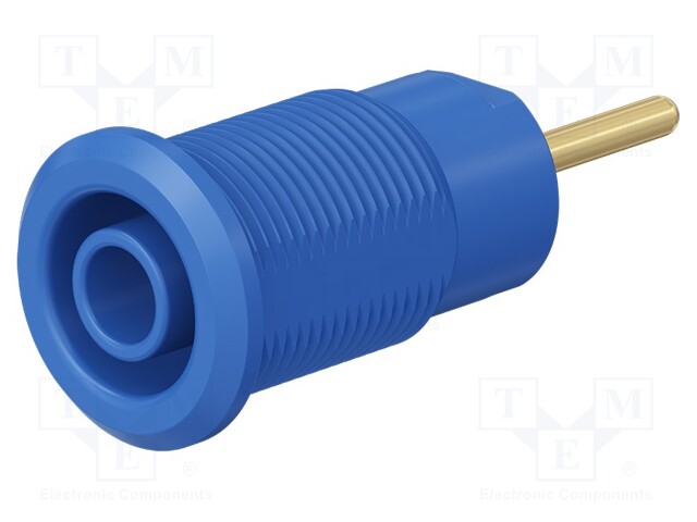 Socket; 4mm banana; 24A; 1kV; blue; gold-plated; on panel