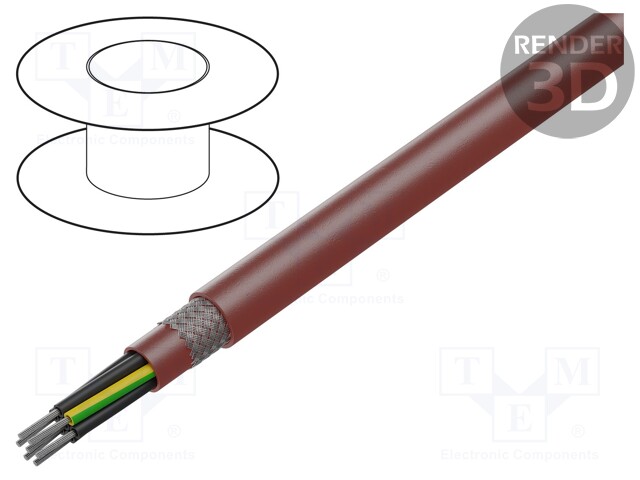 Wire; SiHF-C-Si; Cu; stranded; 12G1mm2; silicone; brown-red