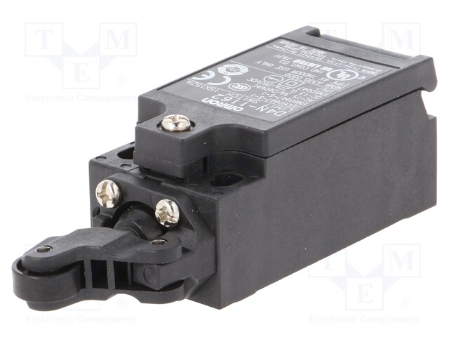 Limit switch; lever R 20mm, plastic roller Ø12mm; NO + NC; 10A