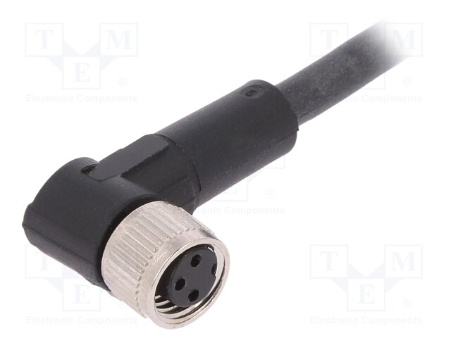 Connection lead; M8; PIN: 3; angled; 10m; plug; 60VAC; 4A; -25÷80°C