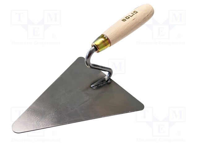 Trowel; triangular; carbon steel; 180mm; Handle material: wood